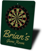 Brian's Game Room Personalized Name Aluminum Metal Sign for Man Cave Wall Decor Entertainment Space Hanging Plaque with Pre-Drilled Holes 10x14 Inch