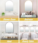 24x36 Arch Mirror Rectangle Full Length Wall Mounted Hanging or Against Wall Metal Frame Dressing Make-up Mirrors for Entryway Bedroom Bathroom Living Room 24 36 inch Gold