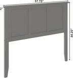 AFI, Madison Full Solid Wood Panel Headboard with Attachable Charger, Grey