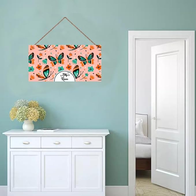 Personalized Butterfly Sign For Girls Room Boys Bedroom Custom Name Funny Theme Kids Toddler Baby Nursery Door Plaque Wall Art Decor For Little Man Cave