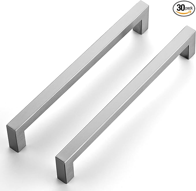 Ravinte 30 Pack 7-1/2 Inch Kitchen Square Cabinet Handles Satin Nickel Pulls Brushed Nickel Kitchen Cabinet Hardware Handles for Cupboard Drawer Pulls
