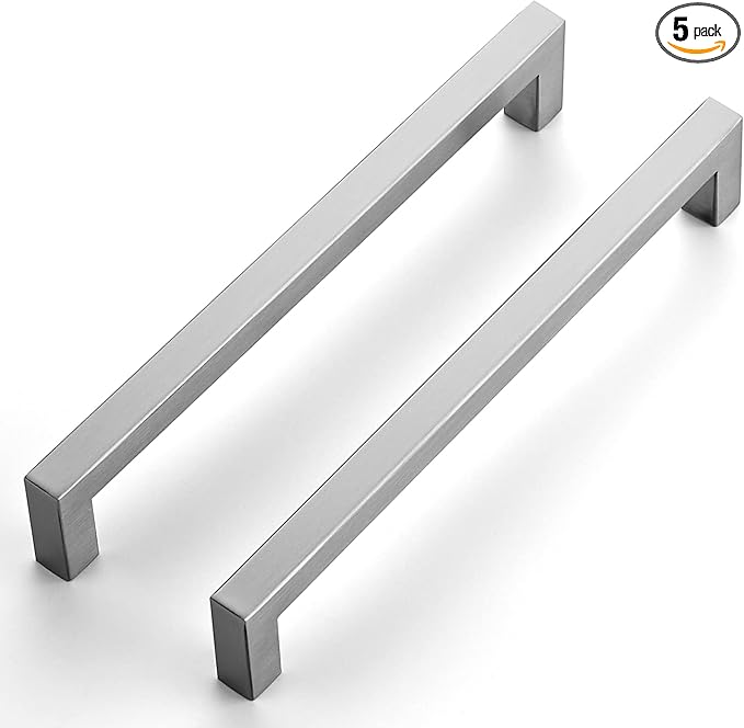 Ravinte 5 Pack 7-1/2 Inch Square Cabinet Handles - Satin Nickel Pulls, Brushed Nickel Drawer Pulls, Kitchen Hardware for Cabinets and Cupboards