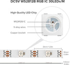 SEZO WS2812B LED Strip Light 16.4FT/5M 30Pixel/M 150LEDs DC5V Individual Addressable LED Strip SMD5050 RGB Dream Color Programmable LED Light Strip Flexible IP30 Non-Waterproof White PCB