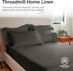 Threadmill Luxury 800 Thread Count Full Size 100% Cotton Sheets - Dark Grey Sateen Weave Bed-Sheets, Better Than Egyptian Cotton, 4 Pc Solid Bedding Set, Fits 16" Deep Pocket
