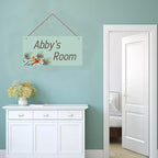 Personalized Sign Birds Wooden Sign For Kids Room Boys Bedroom Door Decor,Custom Name Flowers Wall Art Decor Decorative Plate for Nursery Little Man Cave