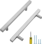 Ravinte Brushed Nickel Cabinet Handles 25 Pack 5 inch Satin Nickel Square Cabinet Pulls Silver Hardware for Kitchen 7-3/8 inch Overall Length Stainless Steel Drawer Pulls