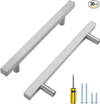 Ravinte Brushed Nickel Cabinet Handles 30 Pack 5 inch Satin Nickel Square Cabinet Pulls Silver Hardware for Kitchen Cabinets Modern Cabinet Pulls 7-3/8 inch Overall Length Stainless Steel Drawer Pulls