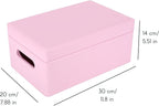 Large Pink Wooden Box Storage with Hinged Lid | 11.8 x 7.87 x 5.51 inches (+-0.5) | with Handles | Gift Box Storage | Product NOT Intended for 15 Years OR Below