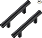 JOY DECOR 30 Pack Cabinet Handles, Black Cabinet Pulls, 2-1/2 in Hole Center Kitchen Hardware, Stainless Steel T Bar Handles for Dresser Drawers