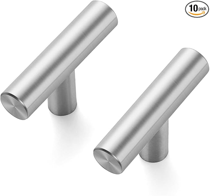 JOY DECOR 10 Pack 2 Inch Cabinet Pulls Kitchen Cabinet Handles with Single Hole Brushed Nickel Cabinet Hardware Stainless Steel Kitchen Drawer Pulls for Cabinets Cupboard,Wardrobe