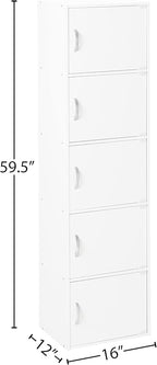 HODEDAH IMPORT Bookcase, White, 5 Door