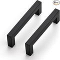 JOY DECOR 6 Pack Cabinet Handles, Black Cabinet Pulls, 3-3/4 Inch Kitchen Closet Handles Square Drawer Pulls Stainless Steel Drawer Hardware, 96mm Hole Centers