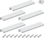 uxcell Cabinet Finger Edge Pull, 5pcs 150mm / 5.91" Aluminum Alloy Back Mount Hidden Cabinet Pulls Concealed Handle for Home Kitchen Drawer Cabinet, Silver