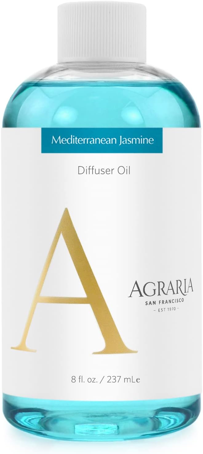 AGRARIA Reed Diffuser Refill, Scented Oil Home Fragrance, Reed Oil Diffuser Gift Set for All Occasions, Mediterranean Jasmine