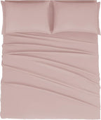 Mejoroom Bed Sheets Set,Extra Soft Luxury Full Sheets with 16 Inch Deep Pocket,Premium Bedding Collection - Breathable Wrinkle Fade Stain Resistant Hypoallergenic - 4 Piece (Full, Dusty Pink)