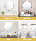 24" Round Mirror Circle Wall Mounted Hanging or Against Wall Metal Frame Dressing Make-up Mirrors for Entryway Bedroom Bathroom Living Room 24 inch Gold