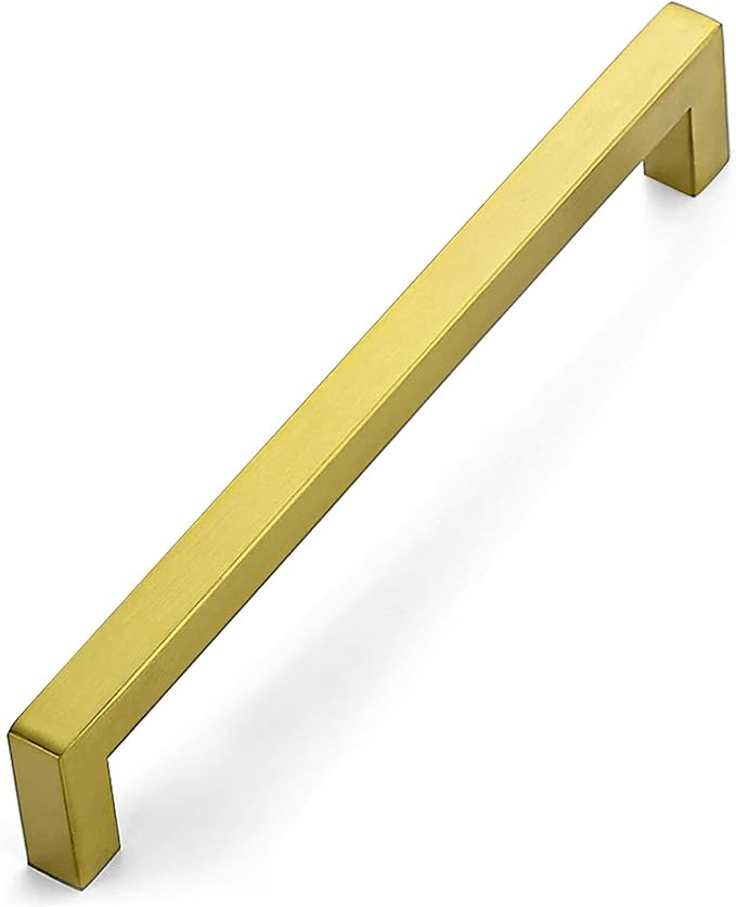 Ravinte 1 Pack 7-1/2 Inch Square Cabinet Handles Cabinet Pulls Brushed Brass Drawer Pulls Kitchen Cabinet Hardware Kitchen Handles for Cabinets Cupboard Handles Drawer Handles