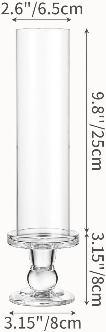 Hurricane Candle Holder Glass Taper Hurricane Clear Tall Candlestick Candles Holders Table Centerpiece Wedding Party Dining Event Home Decor (6)