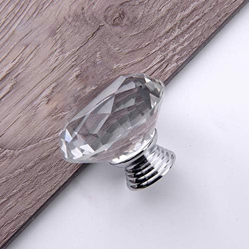 Joyhey 4 Pack 40 mm Diamond Shaped Glass Crystal Knobs with 3 Size Screws for Cabinet, Drawer, Cupboard, Dresser