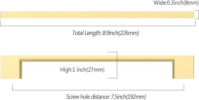 Asidrama 10 Pack 7.5 Inch(192mm) Brushed Gold Kitchen Cabinet Handles, Cabinet Pulls Kitchen Cabinet Hardware for Cupboard Drawer Pulls