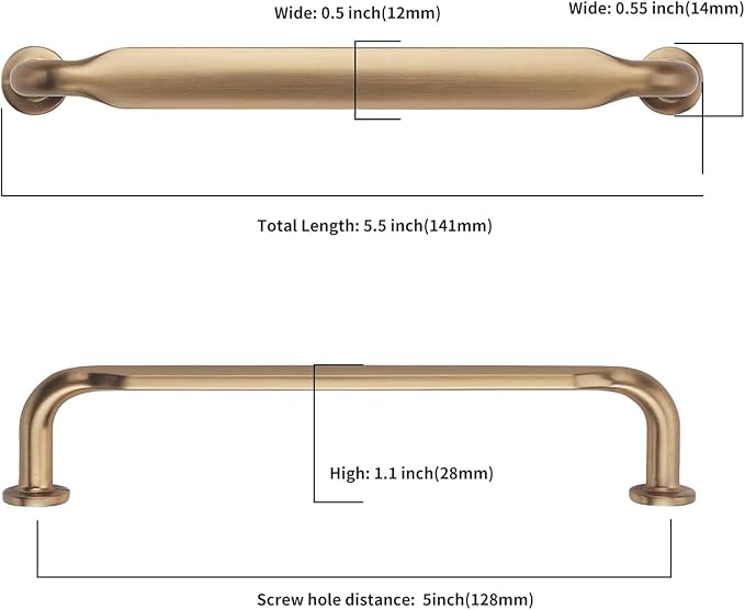 Asidrama 10 Pack 5 Inch(128mm) Champagne Bronze Kitchen Cabinet Handles, Cabinet Pulls Kitchen Cabinet Hardware for Cupboard Drawer Pulls