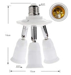 3-in-1 Light Socket Extender, E26/E27 to 3 Bulb Adapter with Adjustable Arms, 360° Rotatable for Ceiling Fan/Lamp Holder, UL Listed, Extension Splitter Without Power Switch(White)