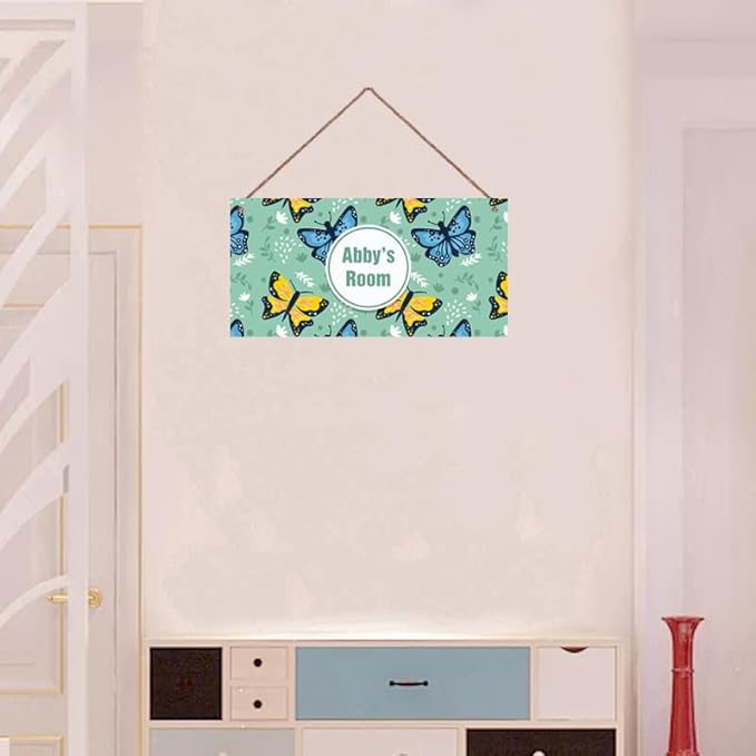 Personalized Sign Butterfly Theme Wall Art Decor For Kids Room Custom Name Door Décor For Little Man Cave Nursery Beautiful Art Plate For Girls Bedroom Boys Room