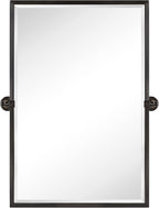 TEHOME Oil Rubebd Bronze Metal Framed Pivot Rectangle Bathroom Mirror Tilting Beveled Vanity Mirrors for Wall, Overall 27.9 x 36 inches (Mirrror 24 x 36 inches)