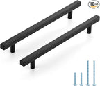 JOY DECOR 10 Pack 7-1/2 Inch Matte Black Square Cabinet Handles Stainless Steel Cabinet Hardware Pulls for Kitchen and Drawers with 10 Inch Overall Length