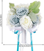 Artificial Rose Wedding Bouquets - Ribbon Faux Bridal Bouquets for Bride & Bridesmaid - Holding Flower for Wedding Decor