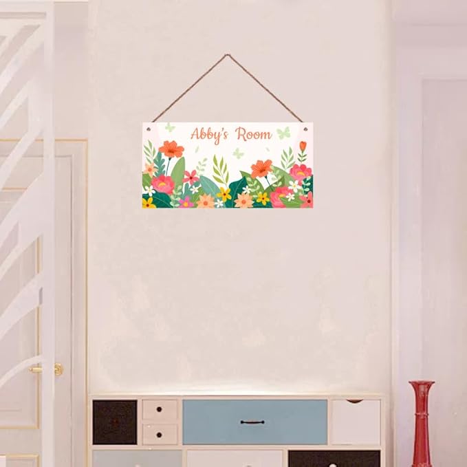 Personalized Planet Sign Funny Flowers Themed For Kids Room Boys Bedroom Door Decor,Custom Name Wall Art Decor Decorative Plate for Girls Room Nursery Little Man Cave