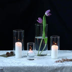 PHOSPHOR 24 PCS Glass Candle Holder - Hurricane & Pillar Candle Holder, Clear Glass Cylinder Vase for Centerpieces, Wedding & Party Decoration