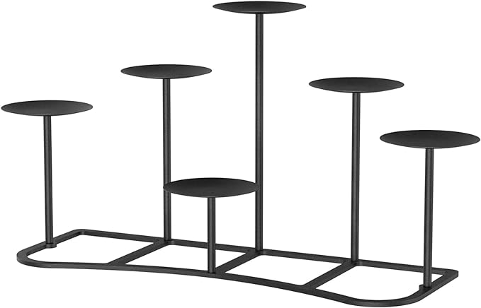 smtyle Christmas DIY 6 Fireplace Candle Candelabra Candleholder Mantle Decor for Flameless or Wax Pillar Candles Stand with Black Iron Decoration on Desk or Floor