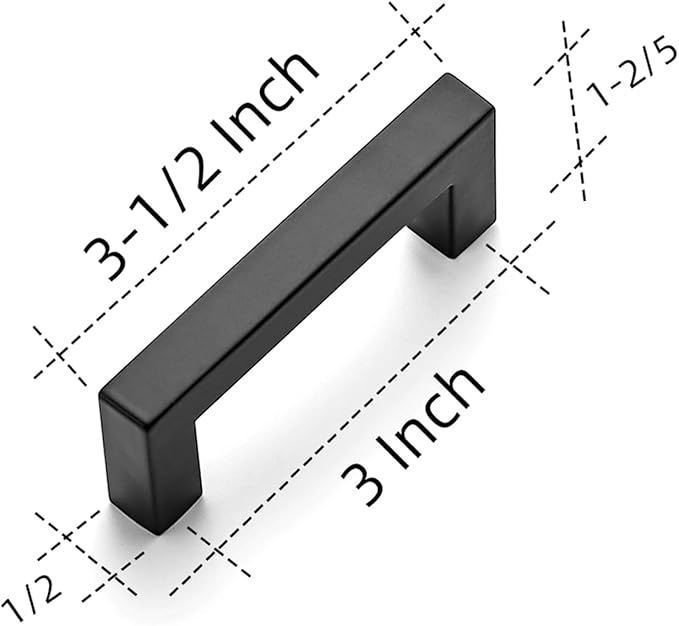 Ravinte 20 Pack 3 Inch Square Cabinet Handles Matte Black Pulls for Kitchen Drawers and Cabinets Hardware