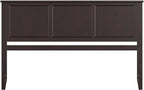 AFI, Madison King Solid Wood Panel Headboard with Attachable Charger, Espresso