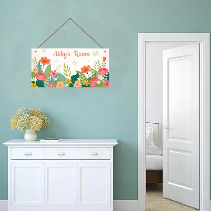 Personalized Planet Sign Funny Flowers Themed For Kids Room Boys Bedroom Door Decor,Custom Name Wall Art Decor Decorative Plate for Girls Room Nursery Little Man Cave