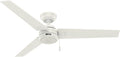 Hunter 52 inch Outdoor or Indoor Ceiling Fan No Light - White Ceiling Fan without Light, For Patio, Porch, Garage, or Living Room, Standard Mount, 3 Blades, Pull Chain - Cassius 59263, Fresh White