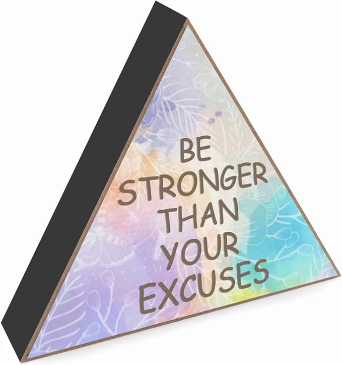Watercolor Boho Art Print Wooden Box Sign - Be Stronger Than Your Excuses - Nursery Decor Inspirational Desk Decor for Boy Girls Room Decor