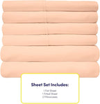 6 Piece Bed Sheet Set, Twin, Peach