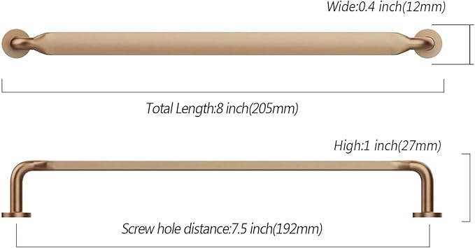 Asidrama 20 Pack 7.5 Inch(192mm) Champagne Bronze Kitchen Cabinet Handles, Cabinet Pulls Kitchen Cabinet Hardware for Cupboard Drawer Pulls