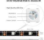 SEZO WS2812B LED Strip Light 16.4FT 30Pixel/M 150LEDs DC5V Individual Addressable LED Strip SMD5050 RGB Dream Color Programmable LED Light Strip Flexible IP65 Waterproof Black PCB