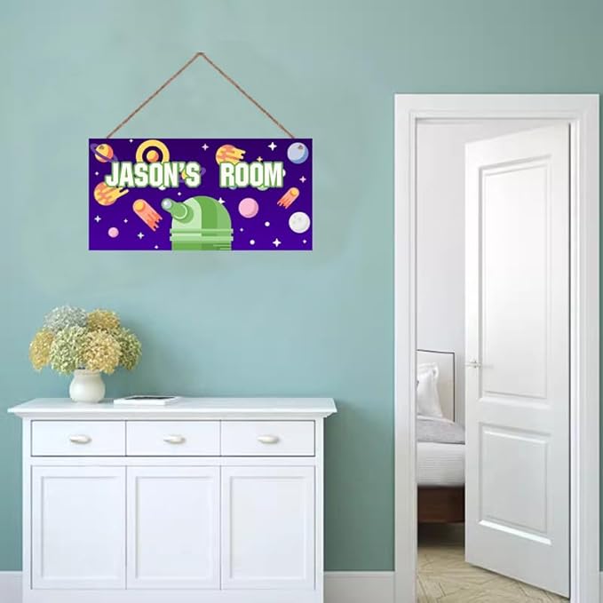 SLWEJQHA Personalized Sign Outer Space Room Décor For Little Man Cave, Cartoon Universe Art Print Wall Art Décor For Boys Room Decorations, Stars Picture Posters For Kids Bedroom Nursery Décor