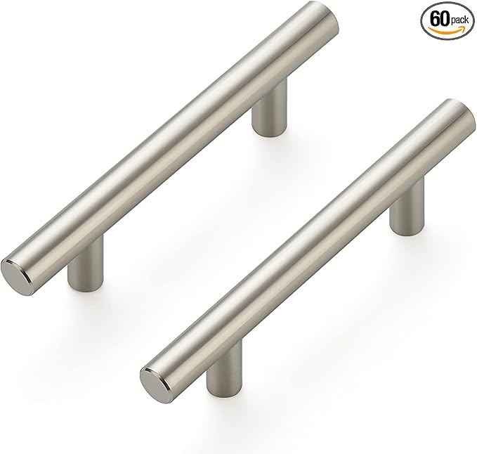 Ravinte 60 Pack | 5 Inch Cabinet Pulls Brushed Nickel Stainless Steel Kitchen Cupboard Handles Cabinet Handles 5 Inch Length, 3 Inch Hole Center