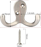 IBosins 20 Pack Heavy Duty Coat Hooks Wall Mounted with 40 Screws Wall Hooks Retro Double Prong Hooks Utility Hooks for Coat, Scarf, Bag, Towel, Key, Cap, Cup, Hat