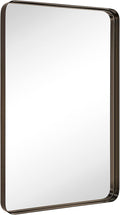 TEHOME 20x30 inch Oil Rubbed Bronze Mirror Dark Bronze Metal Framed Bathroom Mirror for Wall in Stainless Steel Rounded Rectangular Bathroom Vanity Mirrors Wall Mounted