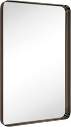 TEHOME 20x30 inch Oil Rubbed Bronze Mirror Dark Bronze Metal Framed Bathroom Mirror for Wall in Stainless Steel Rounded Rectangular Bathroom Vanity Mirrors Wall Mounted