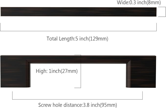 Asidrama 10 Pack 3.75 Inch(96mm) Oil Rubbed Bronze Cabinet Pulls, Kitchen Cabinet Hardware for Cupboard Drawer Handles Pulls