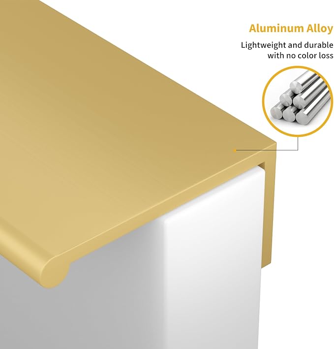 goldenwarm 25 Pack Gold Finger Edge Pulls Drawer Finger Pulls Champagne Gold Kitchen Hardware Handles Bedroom Dresser Drawers,3-3/4in Hole Center