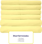 6 Piece Bed Sheet Set, Twin, Pale Yellow