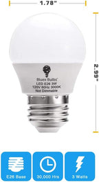 8 Pack BlueX 3W LED Light Bulb G14 3000K Warm White - 25W Equivalent - E26 Base 120V - Small Night Light Bulbs for Bedroom, Ceiling Fan, Table Lamp, Kitchen, Pendant Fixtures, Dinning Room